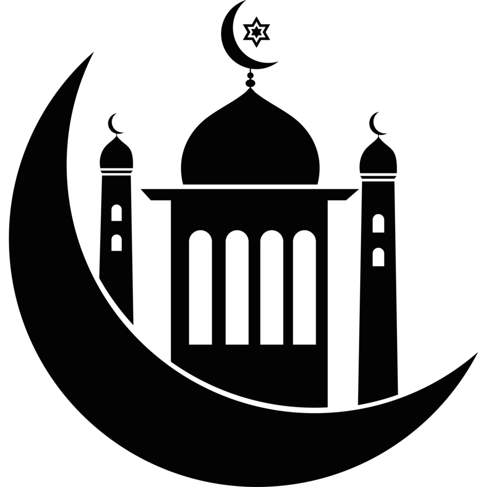 A mosque with a crescent and a mosque in the background png