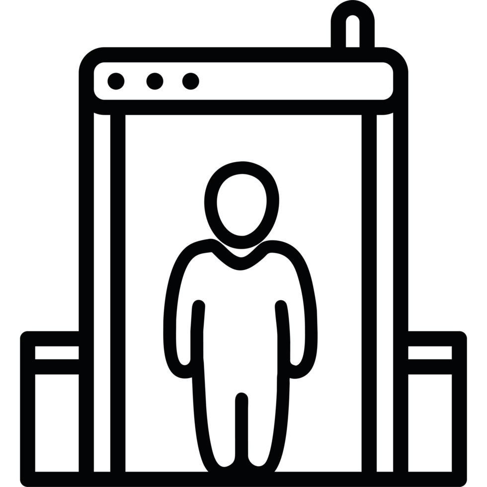 A person standing in front of a computer png