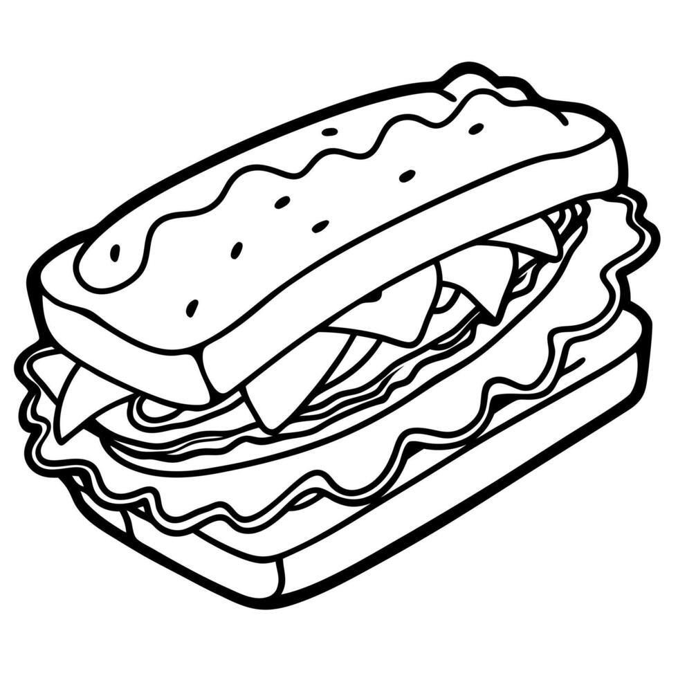 Delicious Bacon and Cheese Sub Sandwich vector