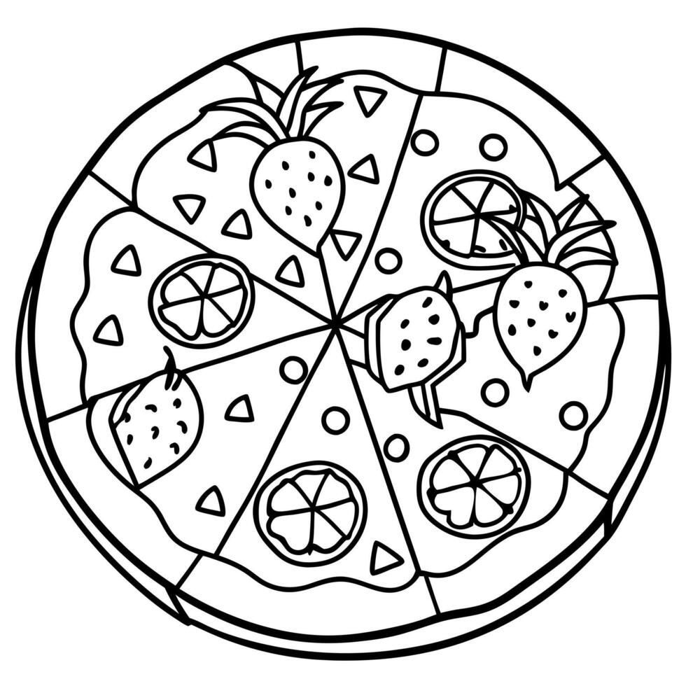 Hawaiian pizza with ham and pineapple vector