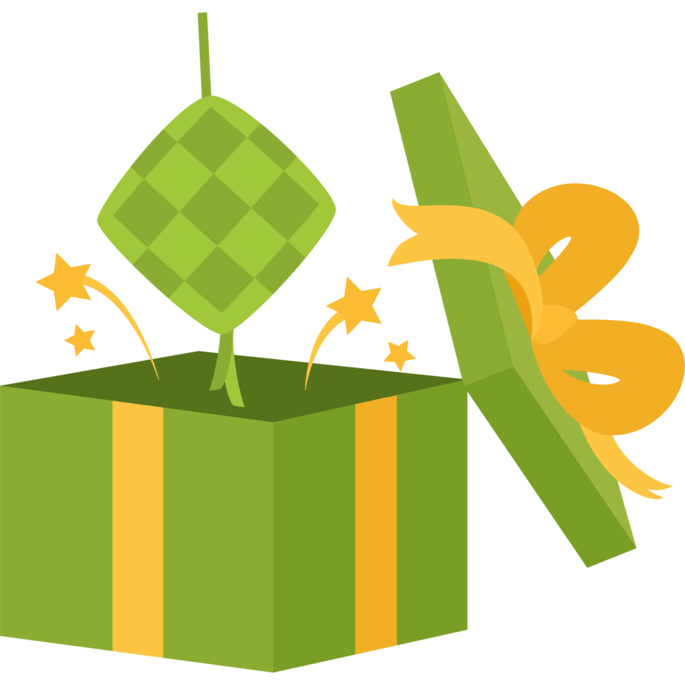 A green gift box with a bow and a star png