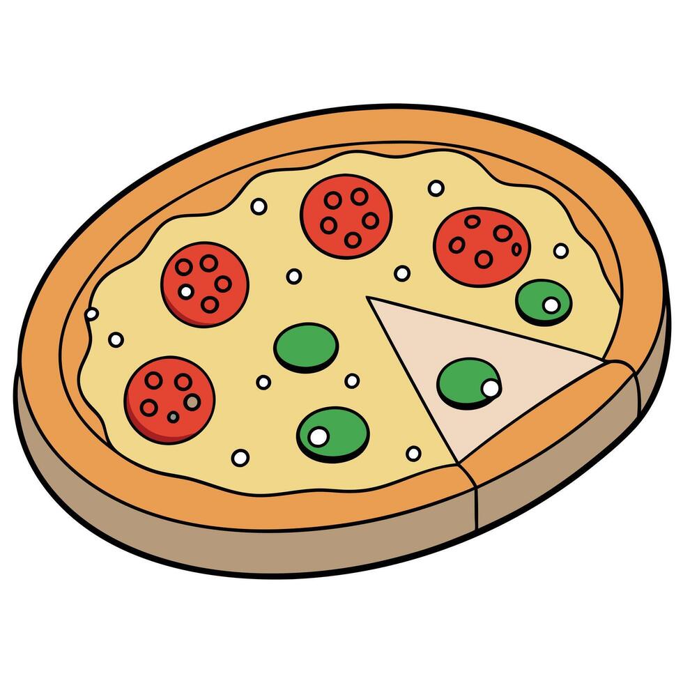 A delicious pizza with cheese and toppings vector