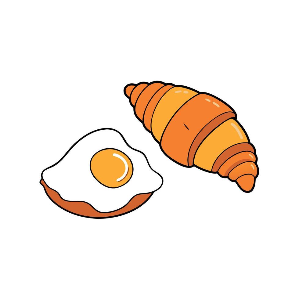 Egg and crispy bacon croissant breakfast. vector