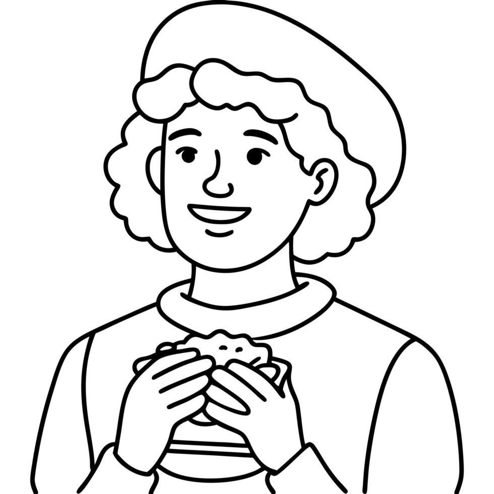 A person holding a sandwich in their hands vector