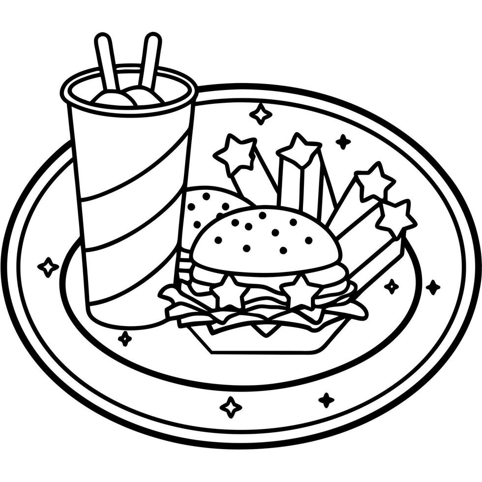 A plate with delicious and yummy fast food vector