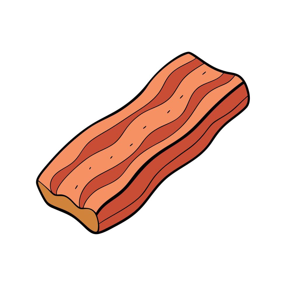 A thick piece of bacon on a white background. vector