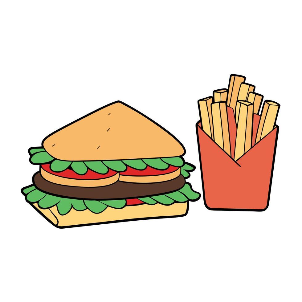 BLT Sandwich with Fries vector