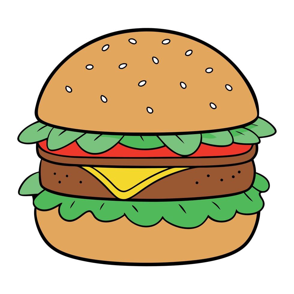 Amazing burger with fillings vector