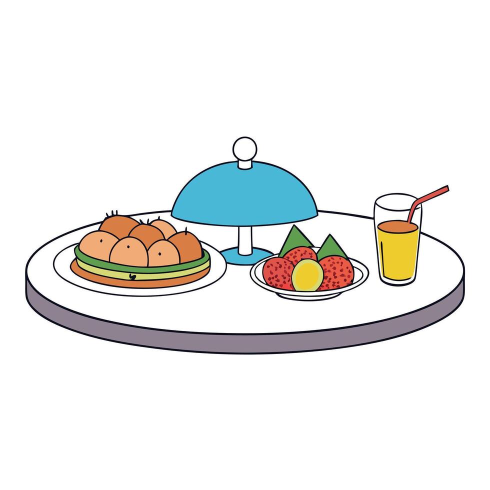 A platter of food on a table vector