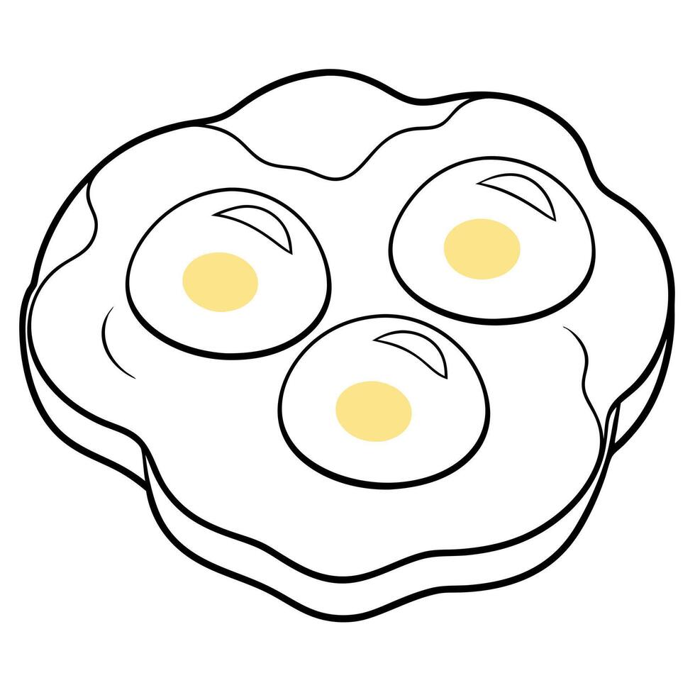 Fried eggs on white background vector
