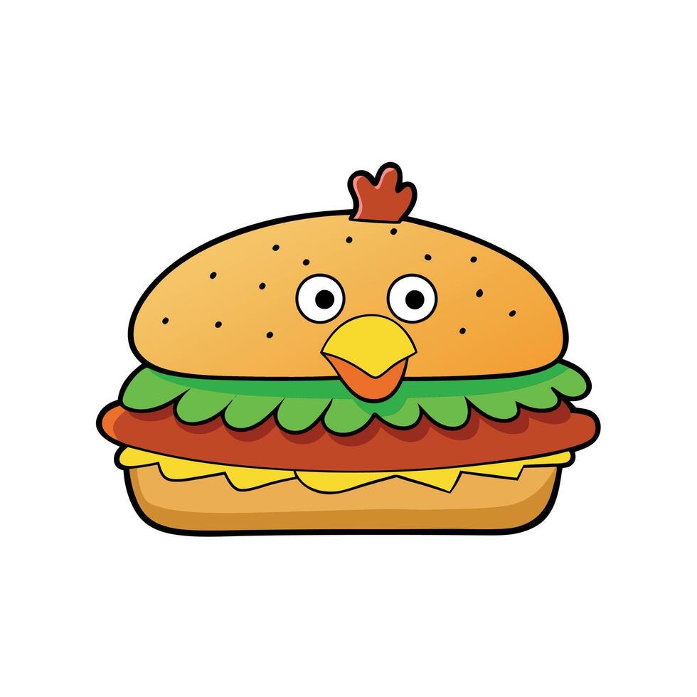 Chicken sandwich on a white background vector