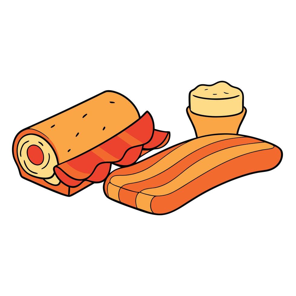 Delicious Cheese and Bacon Rolls vector