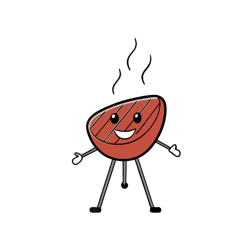 Grilled steak on the grill. vector