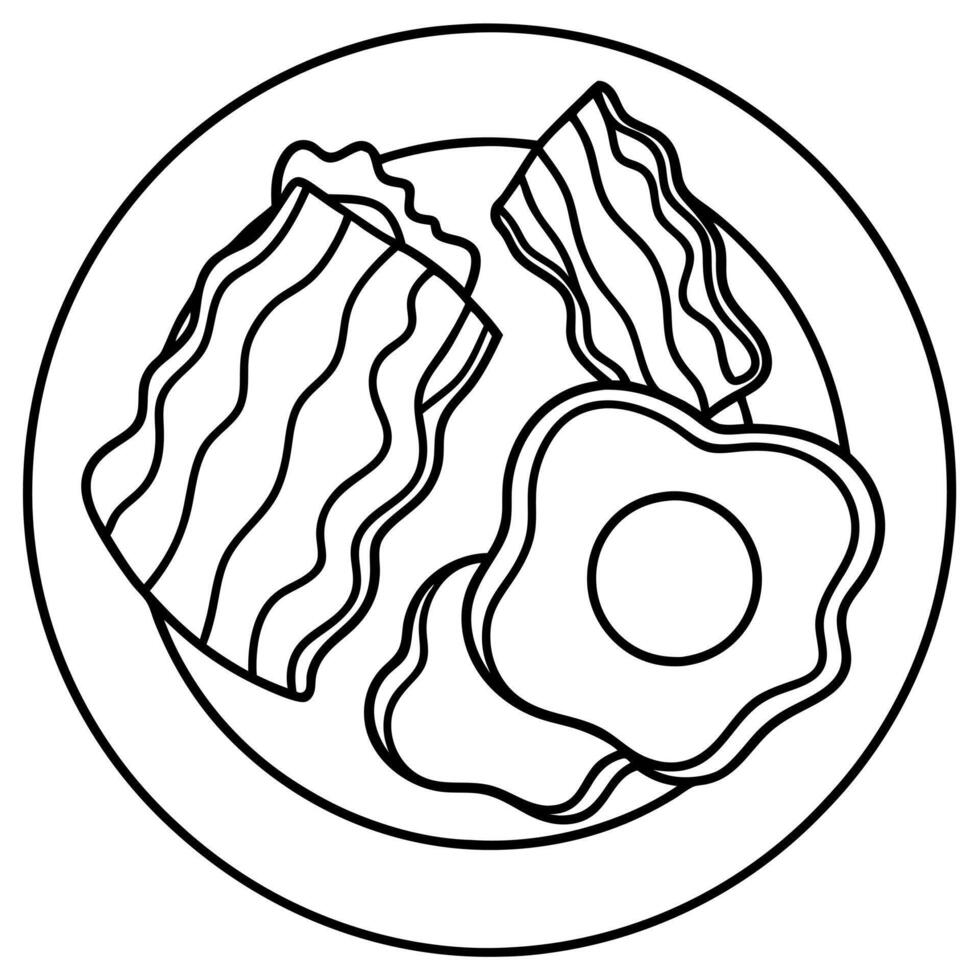 Crispy Bacon and Fried Eggs on a Plate vector