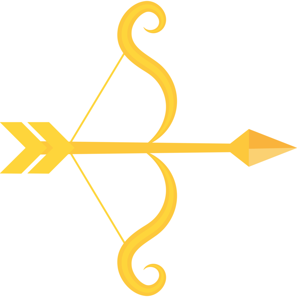 A yellow arrow with a bow on it png