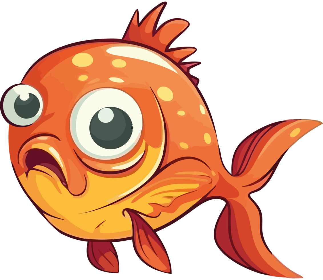 A cartoon fish with big eyes and a big mouth png