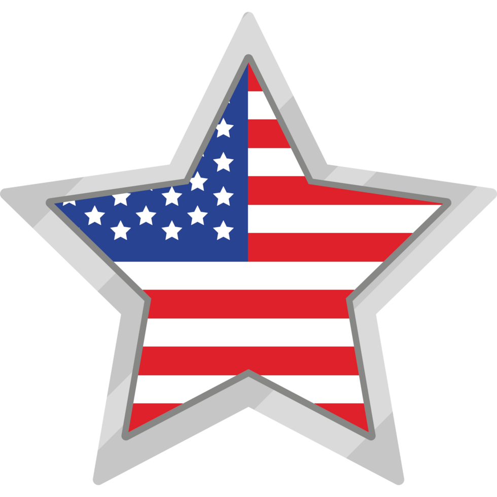 An american flag star with a silver border png