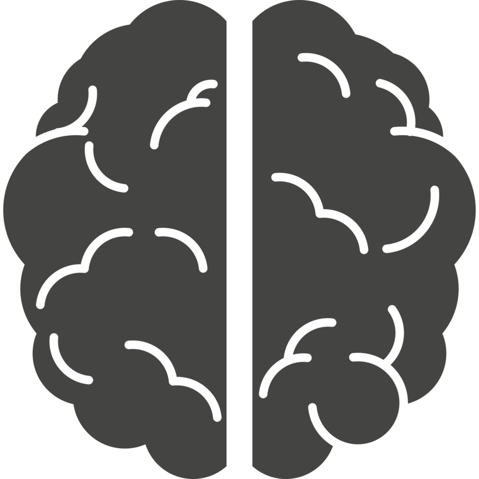 A black and white illustration of a brain png