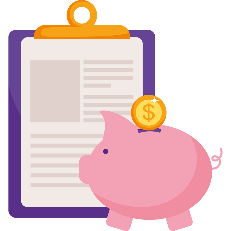 Piggy bank and checkbook icon png