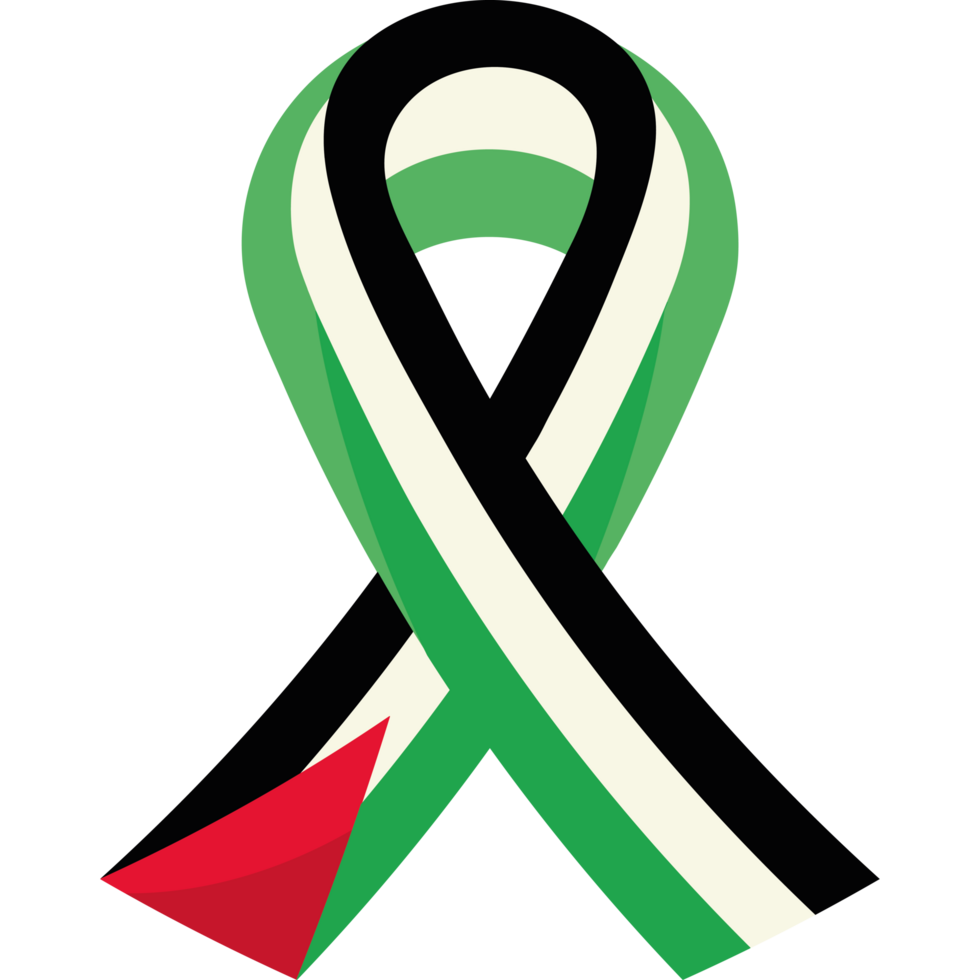 The green, white and red ribbon is a symbol of the palestinian flag png