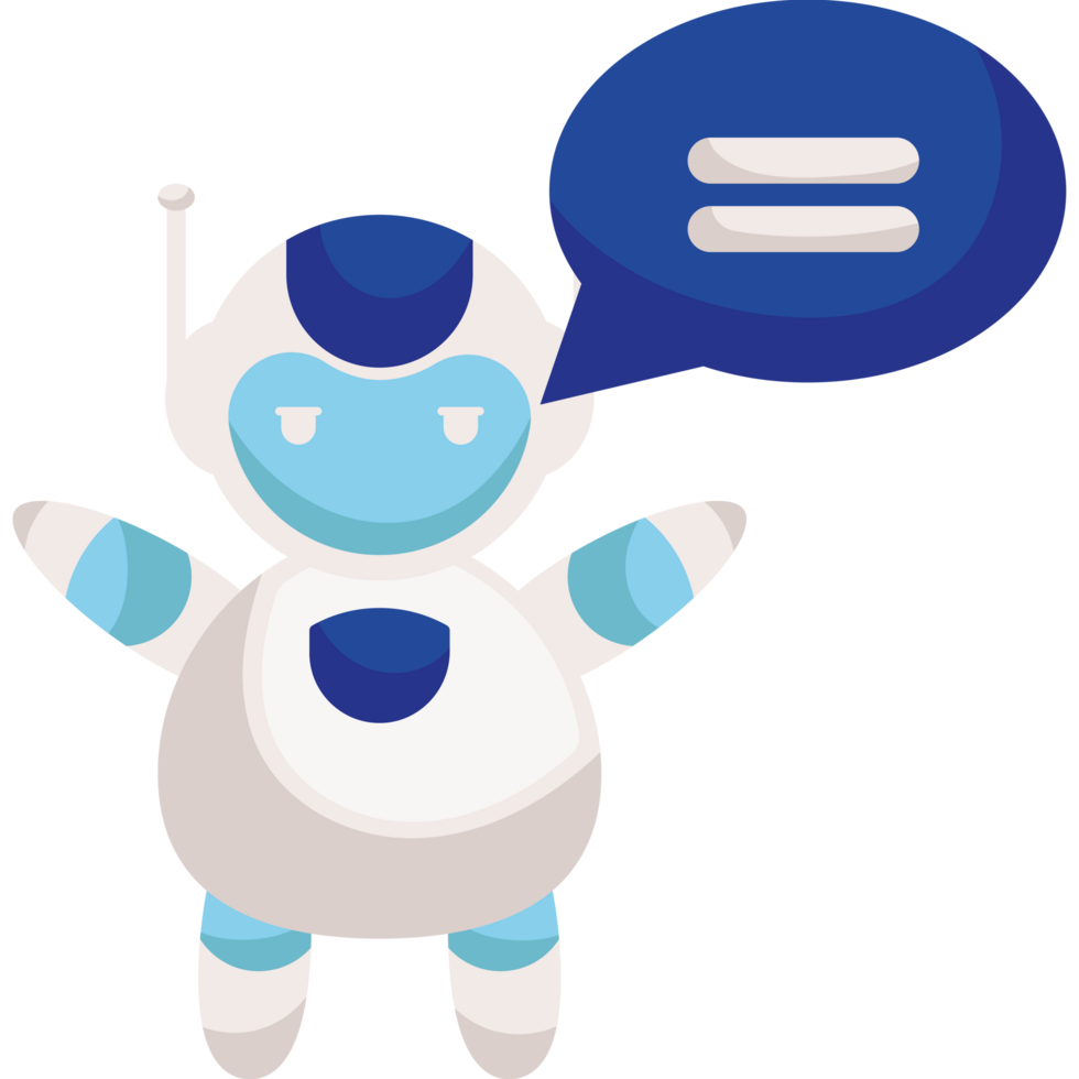 A robot with speech bubble and a blue speech bubble png