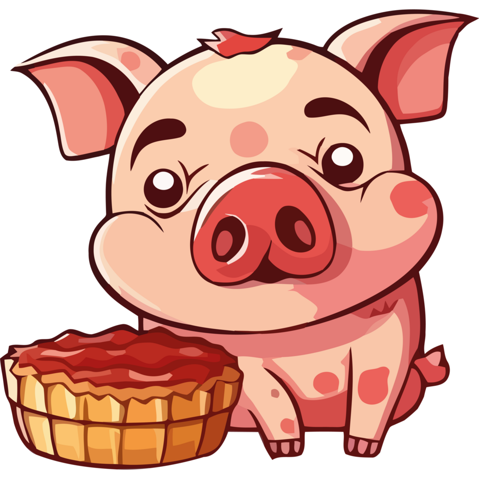 A cartoon pig holding a pie png