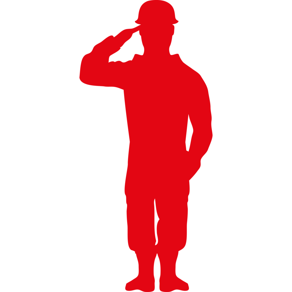 A silhouette of a man saluting png