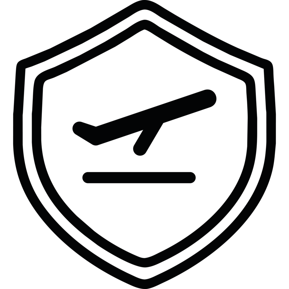 A black and white shield with a plane on it png
