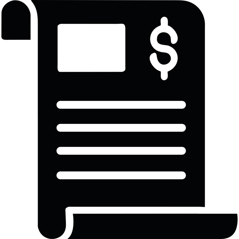 A black and white icon of a document png