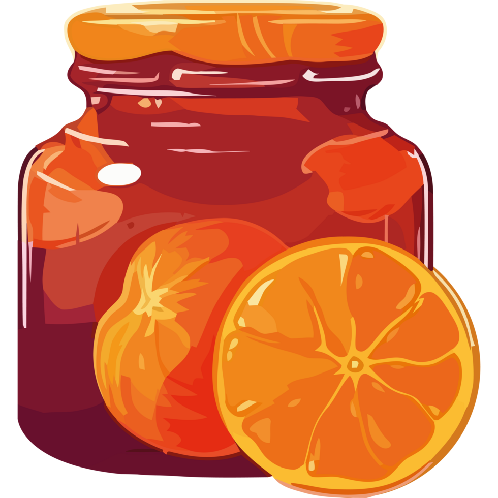 Orange juice in a jar with slices of oranges png