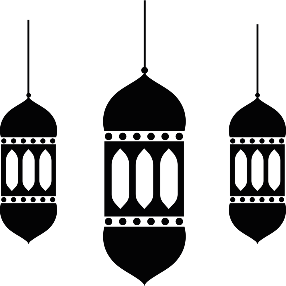 Three black and white lanterns hanging from the ceiling png