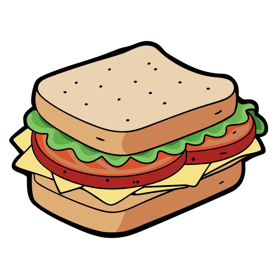Bacon and veggie sandwich on white vector