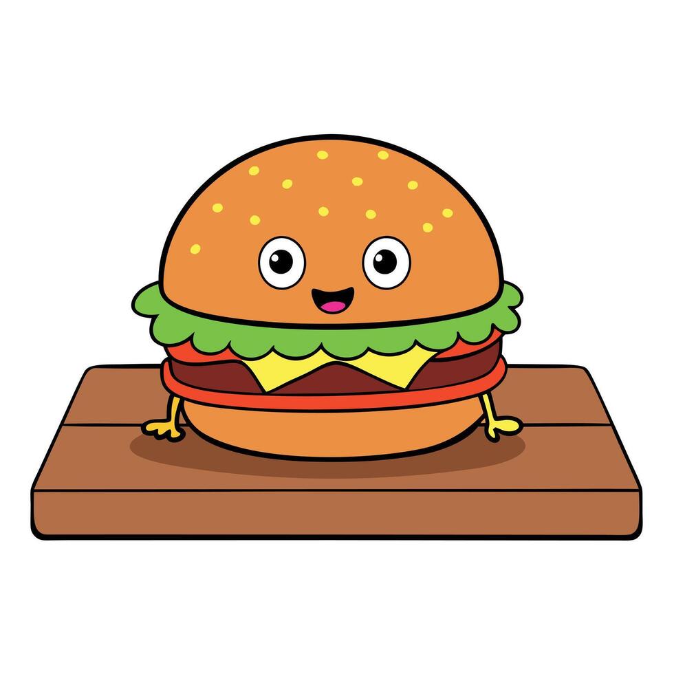 Hamburger on wooden background vector