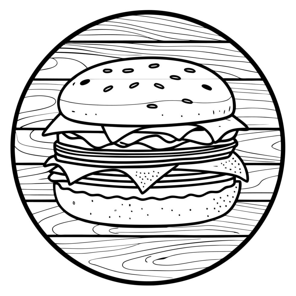 Hamburger on a wooden background vector