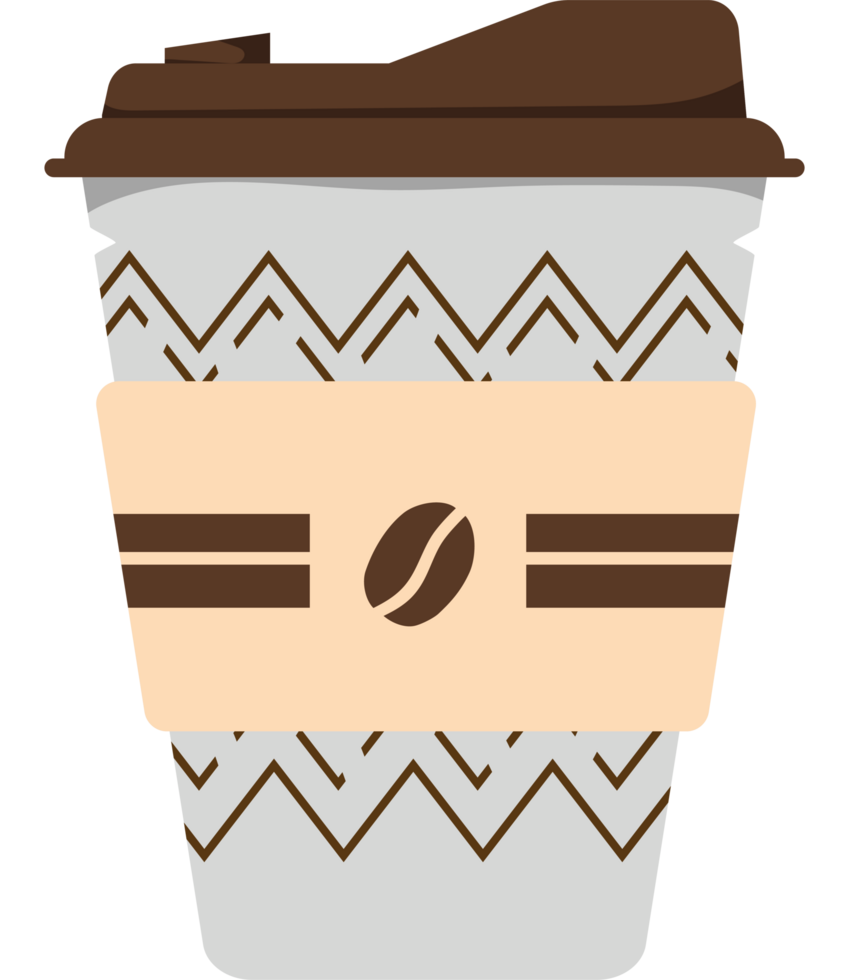 Coffee cup with a brown and white pattern png