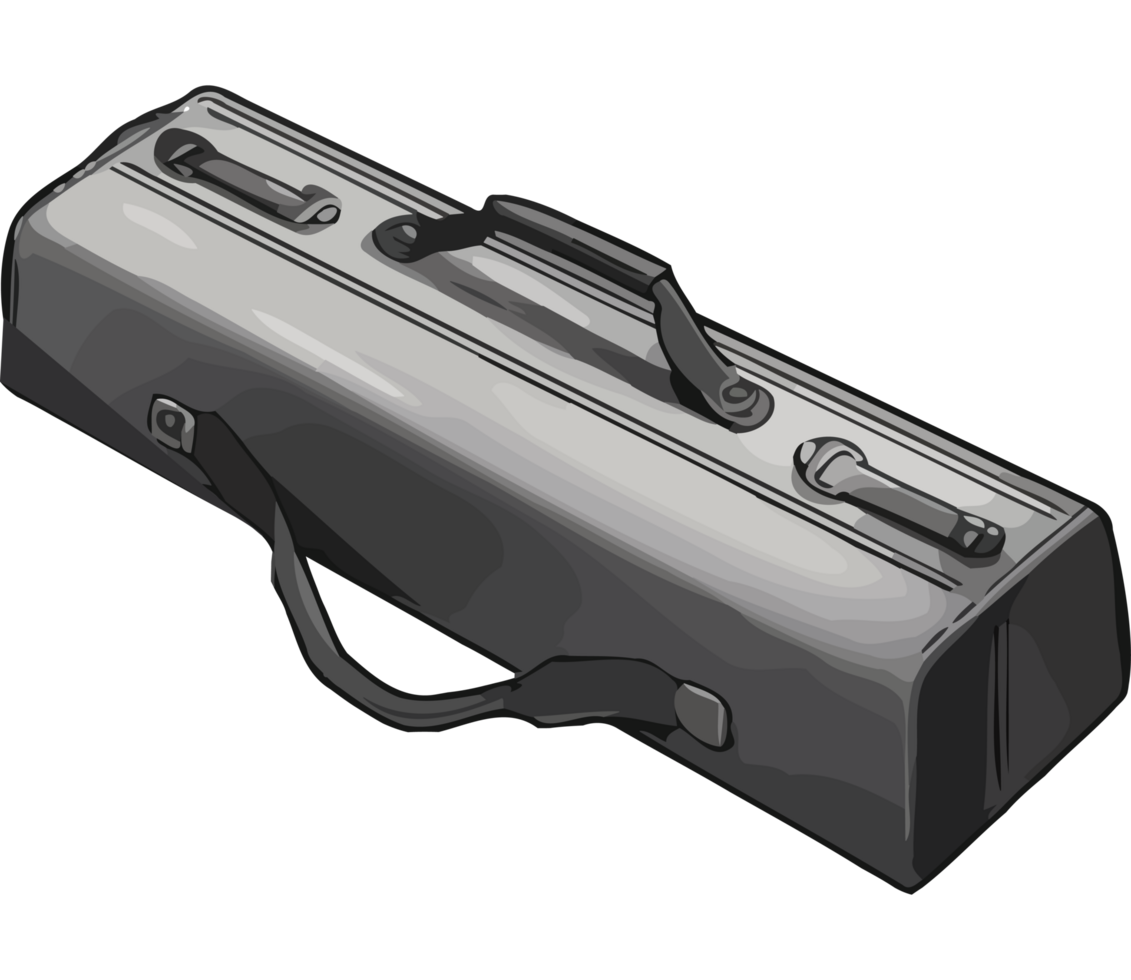 A black and white illustration of a suitcase png