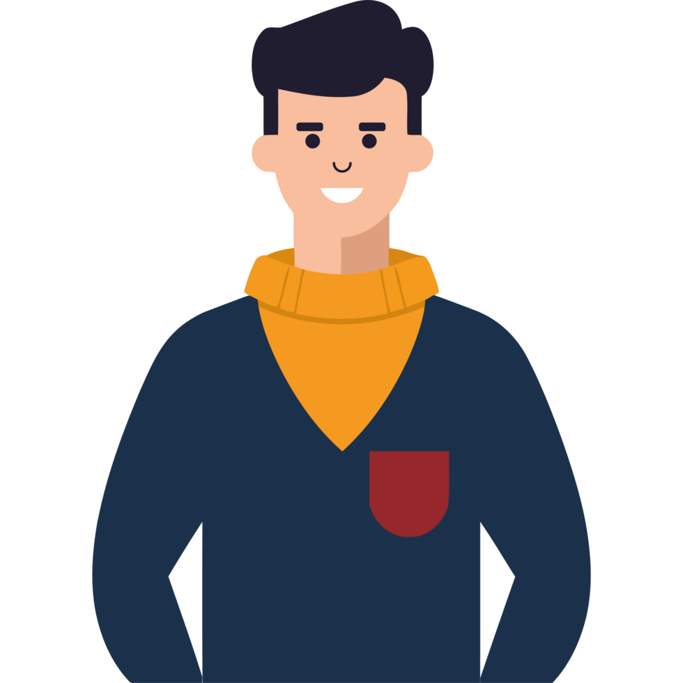 A man in a sweater and scarf png