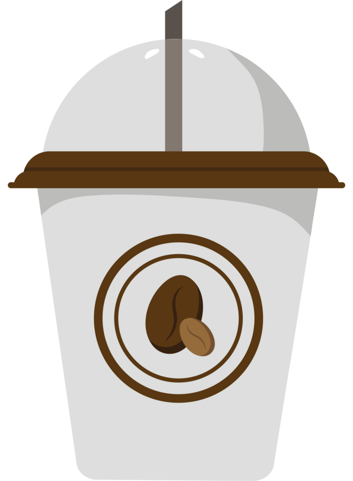 Coffee cup with a lid and a straw png