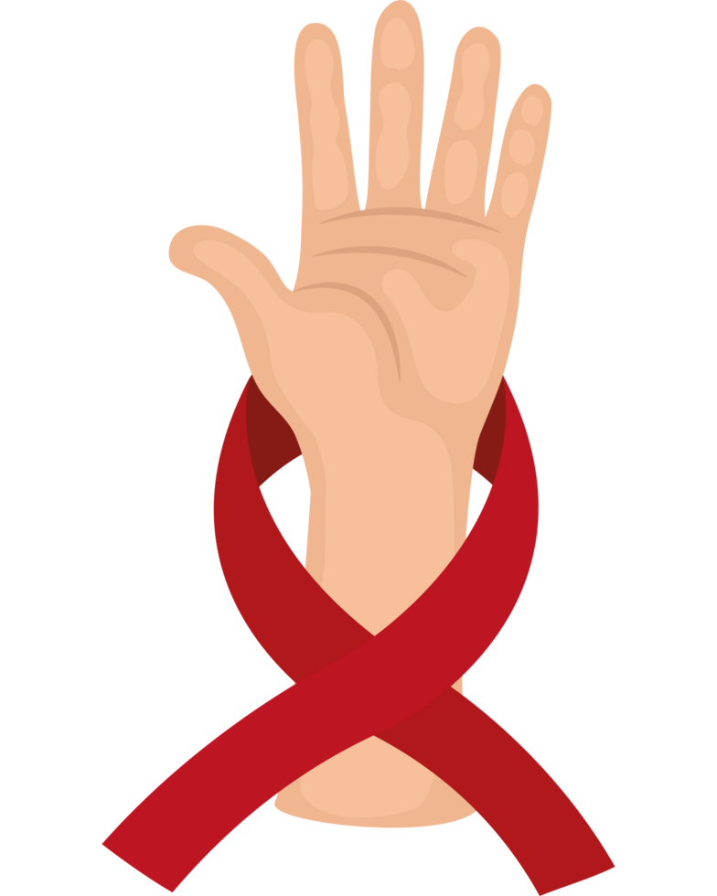 A hand with a red ribbon around it png