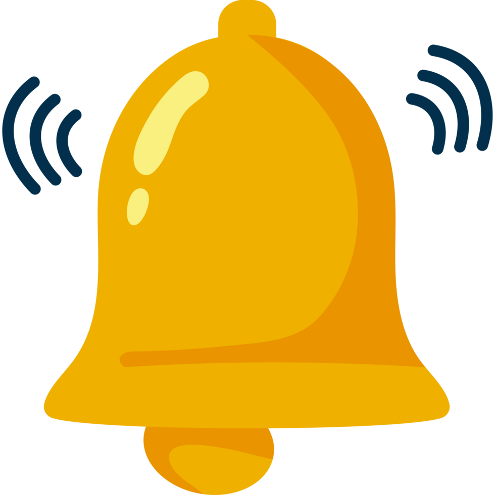 A yellow bell with a blue circle around it png