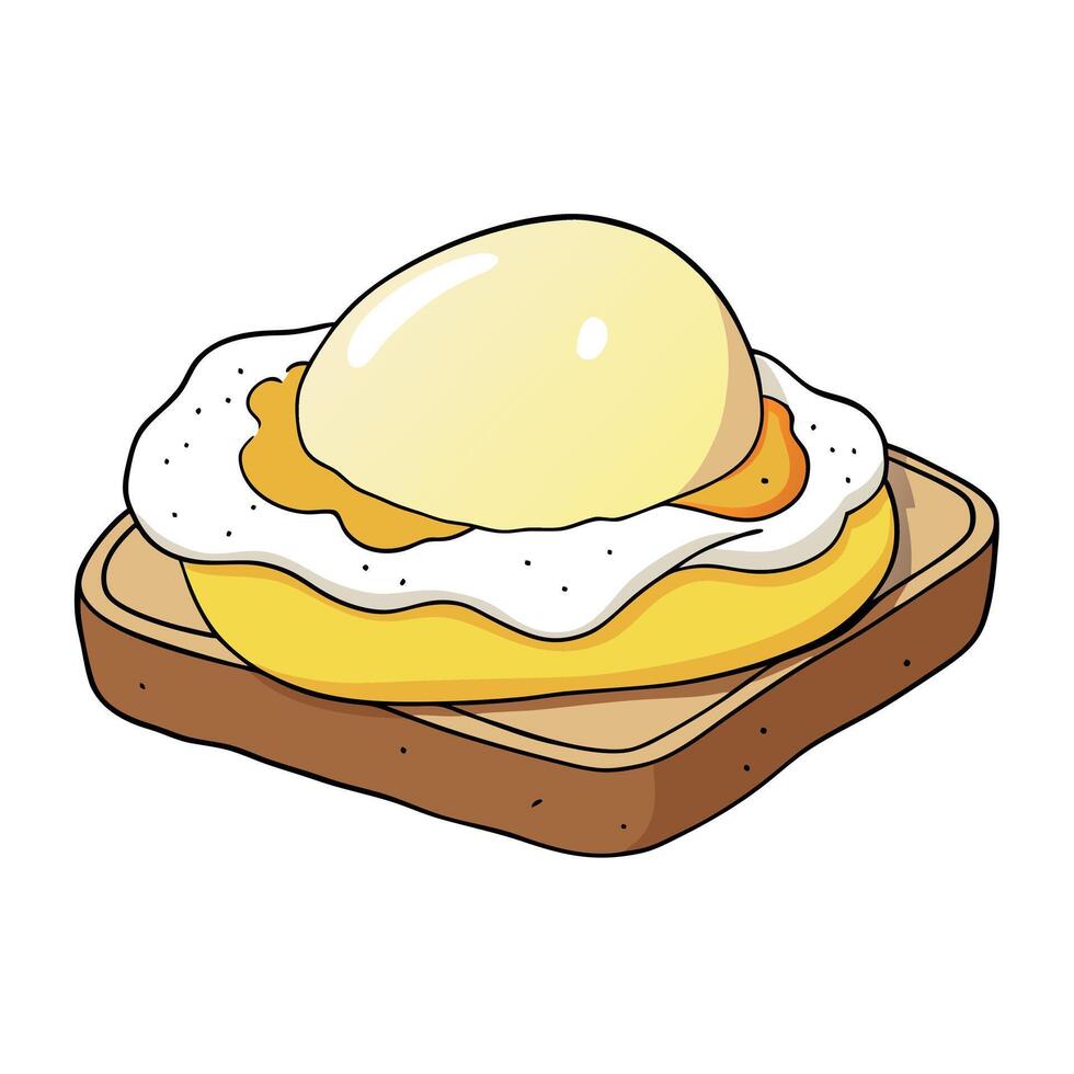 Close-up of Poached Egg Benedict with Hollandaise Sauce on Toasted Bread. eggs benedict. hollandaise vector