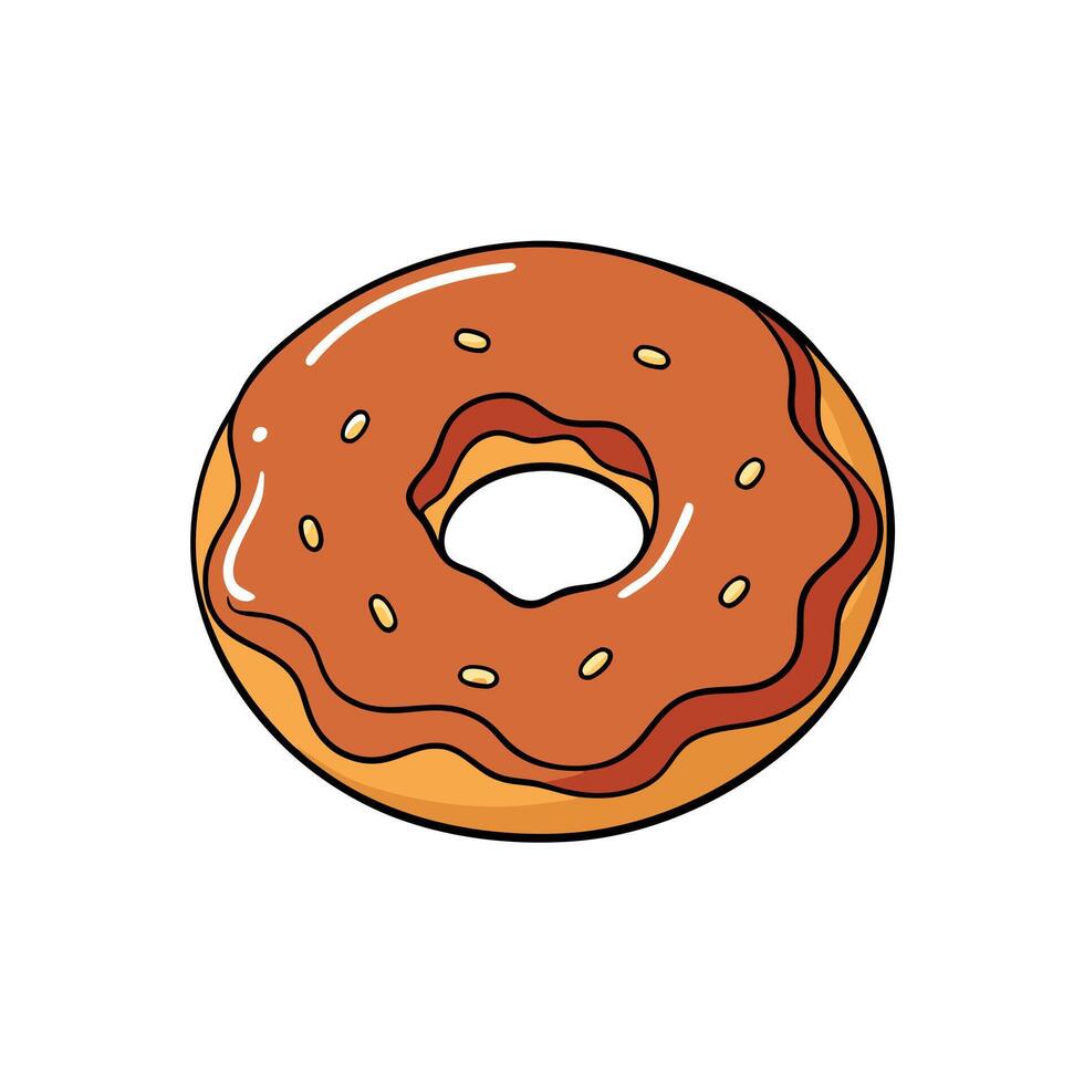 Crunchy bacon donut close-up. vector