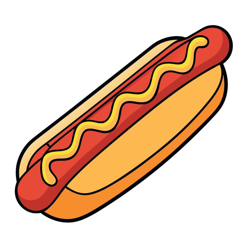 A hot dog with mustard and bacon vector