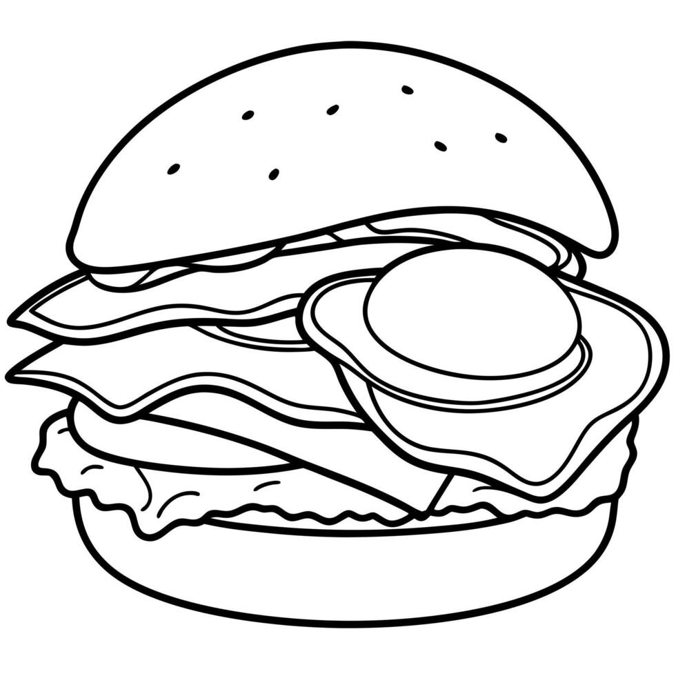 A burger with a fried egg and bacon vector