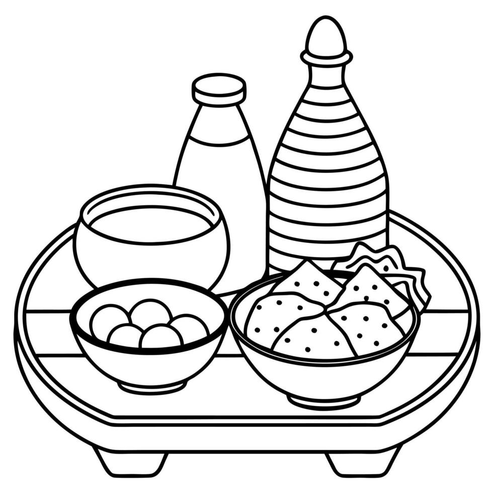 Japanese Kaiseki food set vector