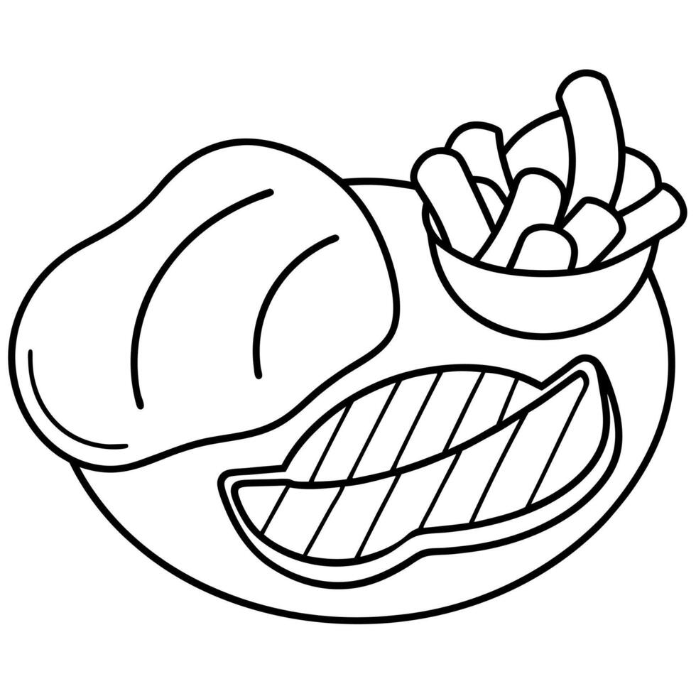 Steak with potato wedges vector