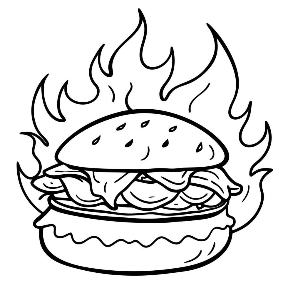 A Juicy Burger on Fire vector