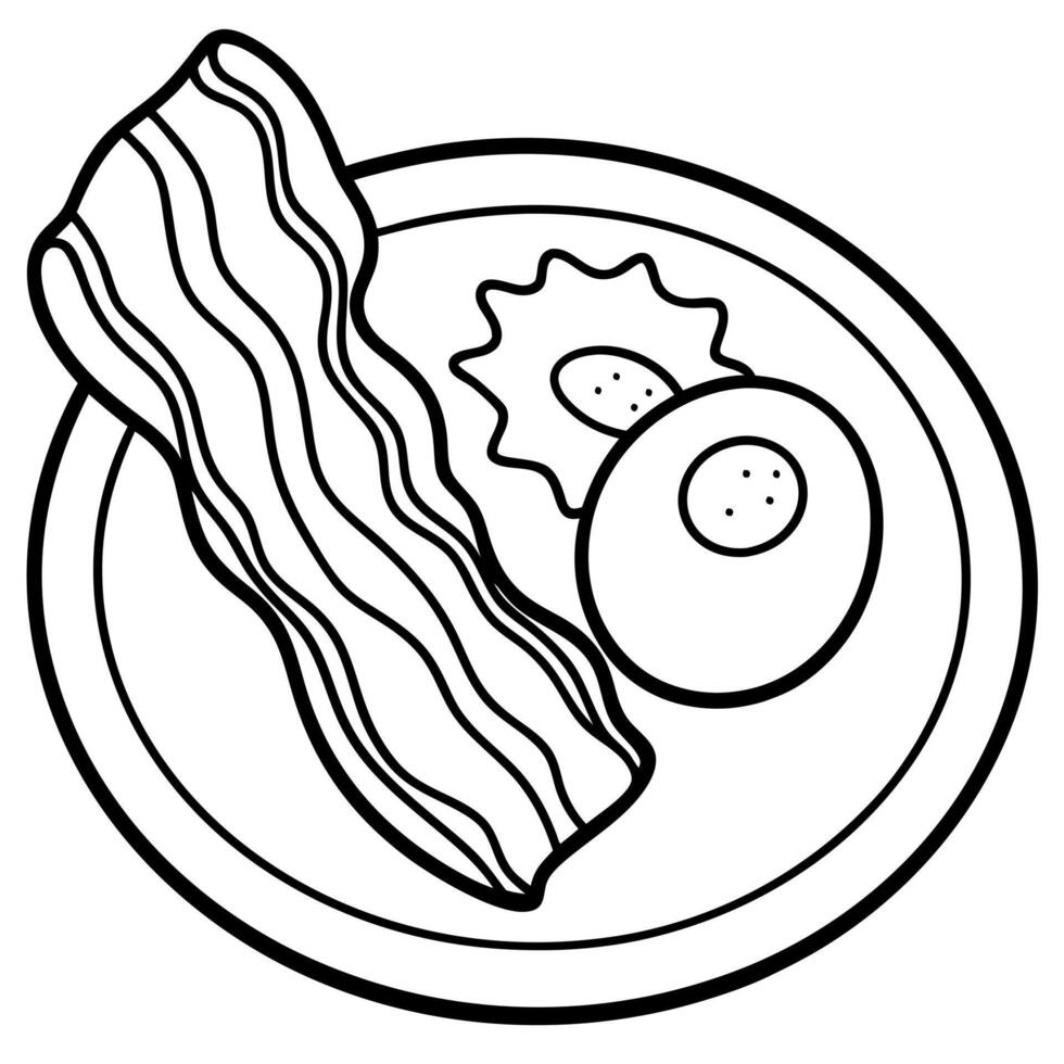 Avocado and Bacon Omelette. vector