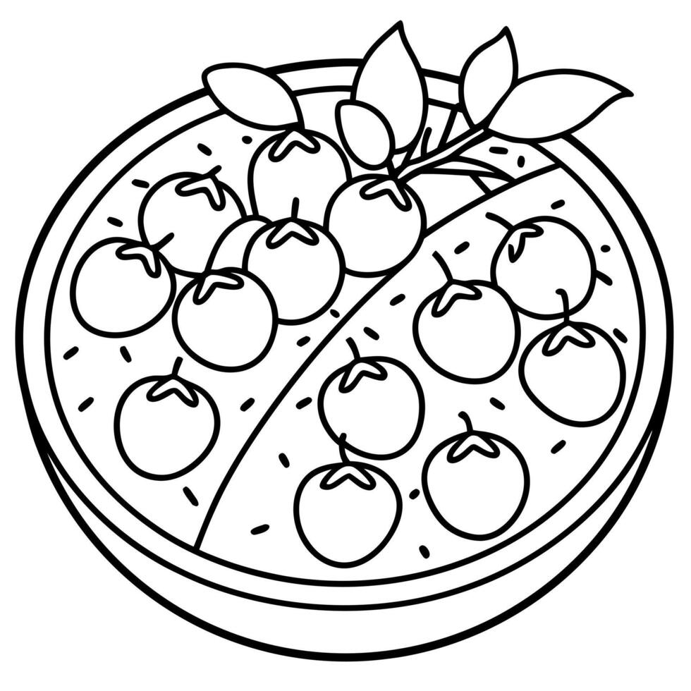 A pizza with tomatoes and olives vector