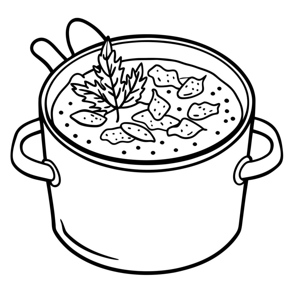 Creamy corn chowder fresh herbs crispy bacon bits. yellow. vegetables. meal. dinner. lunch. recipe. vector
